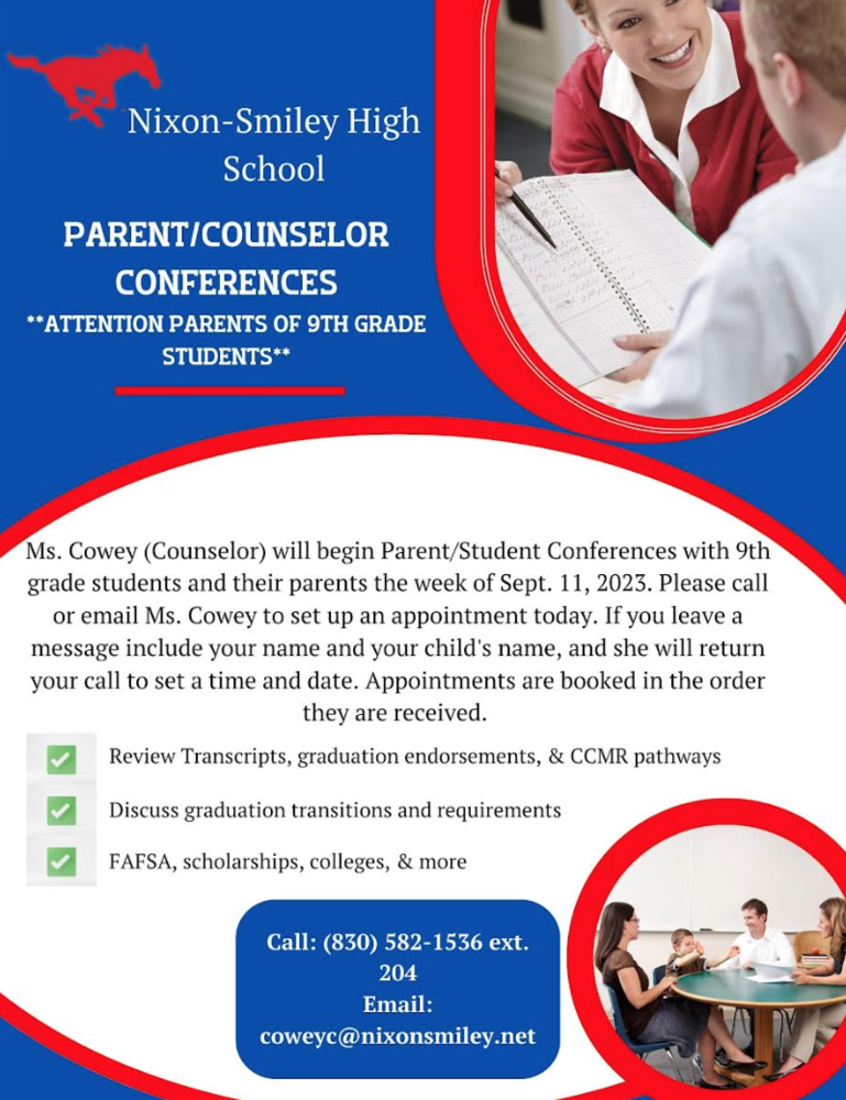 Freshmen Parent-Counselor Conferences starting Sept. 11th.