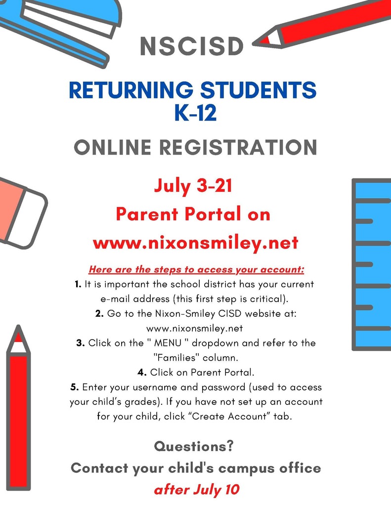Returning student registration information